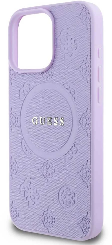 Guess GUHMP16XPSAPSMEU Apple iPhone 16 Pro Max 6.9″ violetinės spalvos kietas dėklas Saffiano Peony Classic Logo M