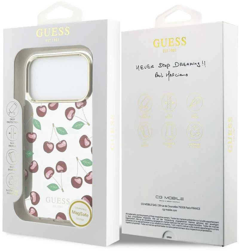 Guess TPU Glitter Cherry MagSafe dėklas skirtas iPhone 17 Pro