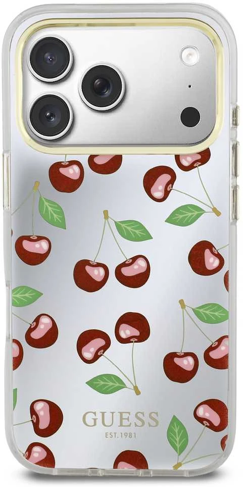Guess TPU Glitter Cherry MagSafe dėklas skirtas iPhone 17 Pro