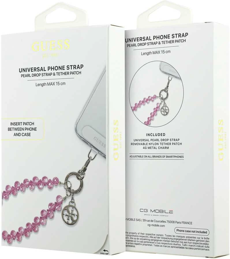 Guess Universalus riešo dirželis Crystals 4G Charm rožinės spalvos