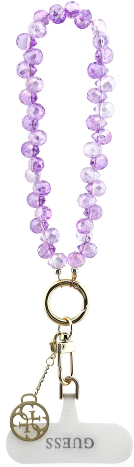 Dėklas Guess universalus riešo dirželis su kristalais 4G Charm violetinis