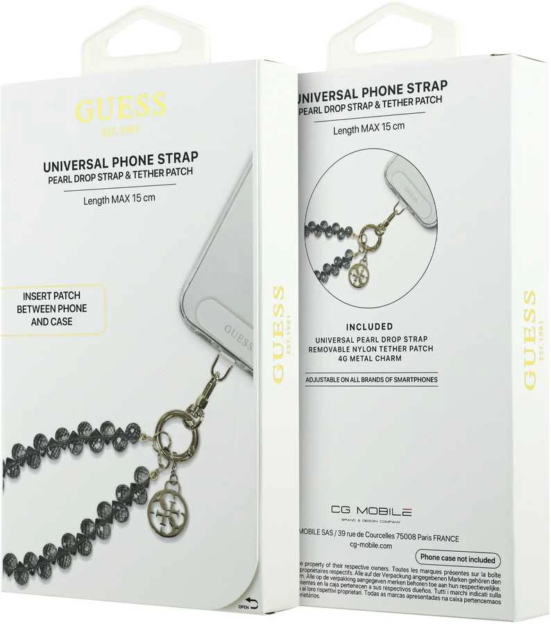 „Guess Universal Wrist Strap Crystals 4G Charm“ juodos spalvos