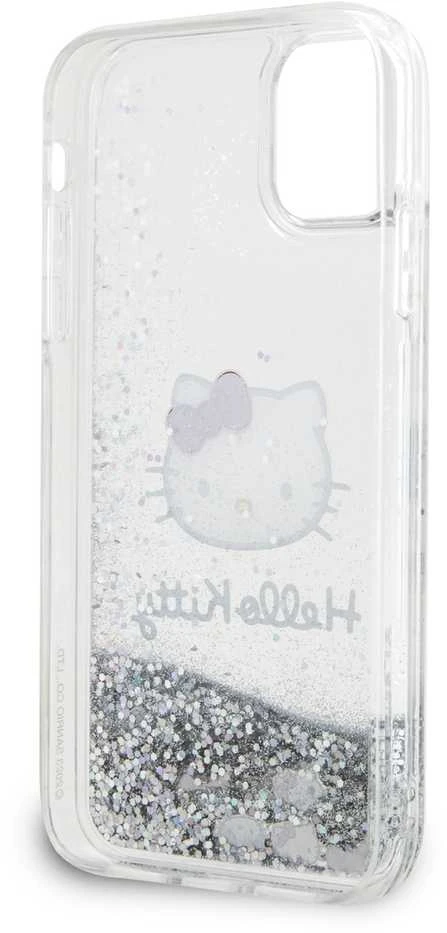 Hello Kitty HKHCN61LIKHET Apple iPhone 11 / Xr 6.1″ sidabrinis kietas dėklas Liquid Glitter Charms Kitty Hea
