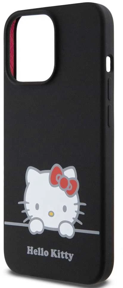 Hello Kitty Liquid Silicone Daydreaming Logo dėklas telefonui Apple iPhone 13 Pro juodos spalvos