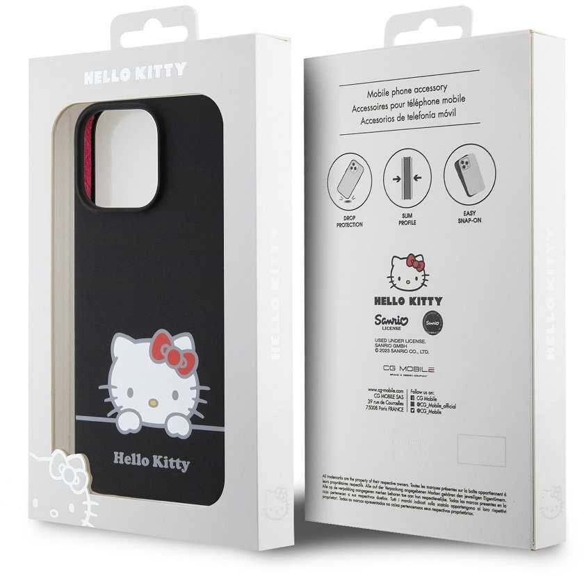Hello Kitty Liquid Silicone Daydreaming Logo dėklas telefonui Apple iPhone 13 Pro juodos spalvos