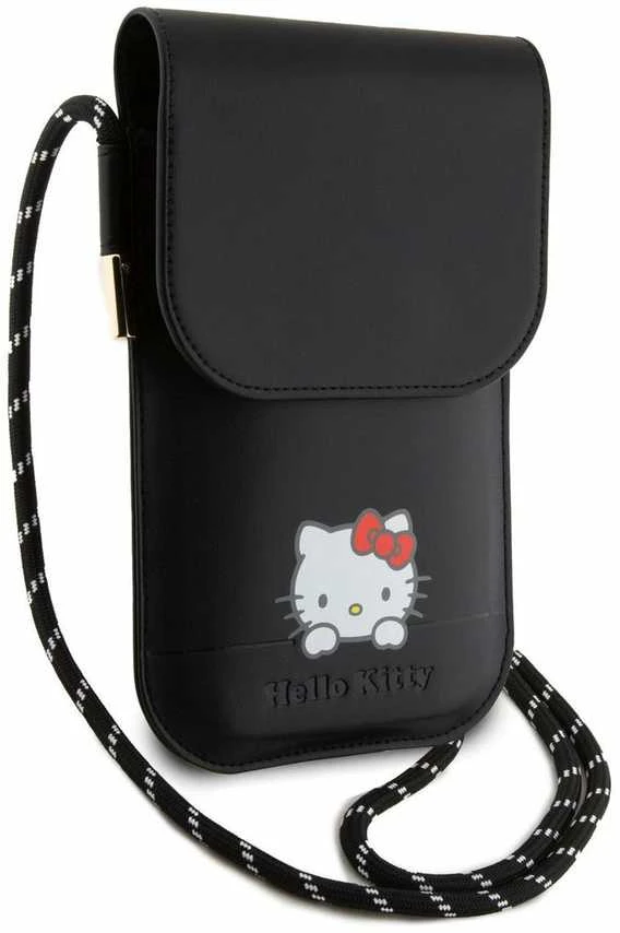 Hello Kitty HKOWBSKCDKK juodos spalvos odinė rankinė su svajonių virvele
