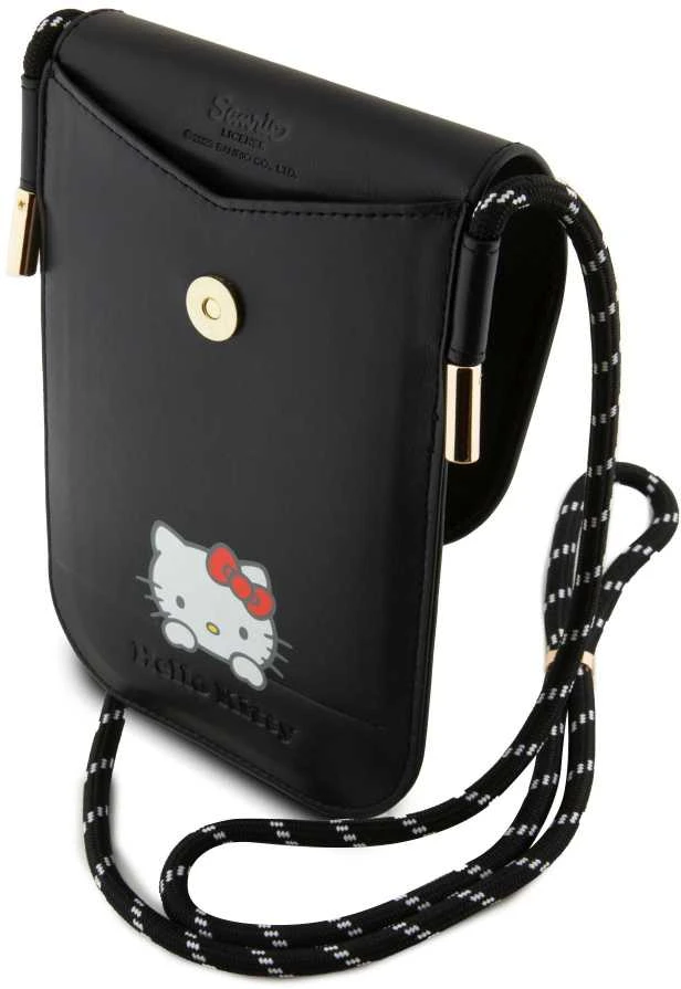 Hello Kitty HKOWBSKCDKK juodos spalvos odinė rankinė su svajonių virvele