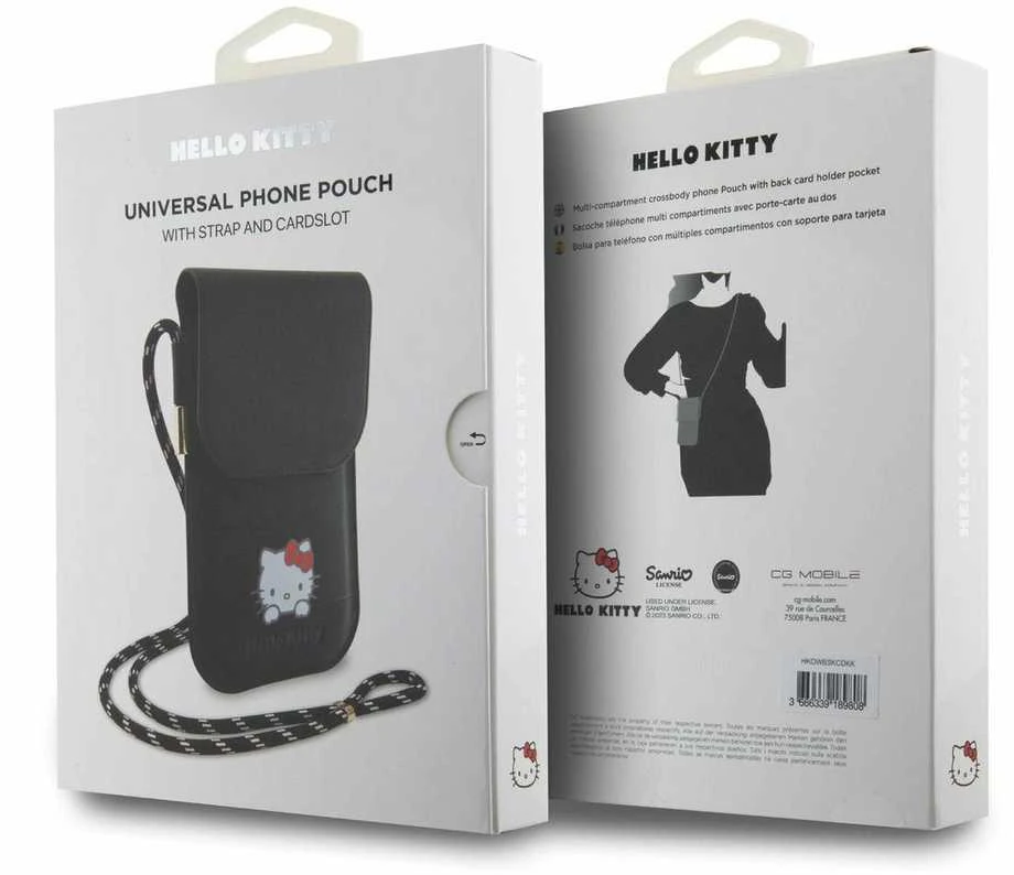Hello Kitty HKOWBSKCDKK juodos spalvos odinė rankinė su svajonių virvele