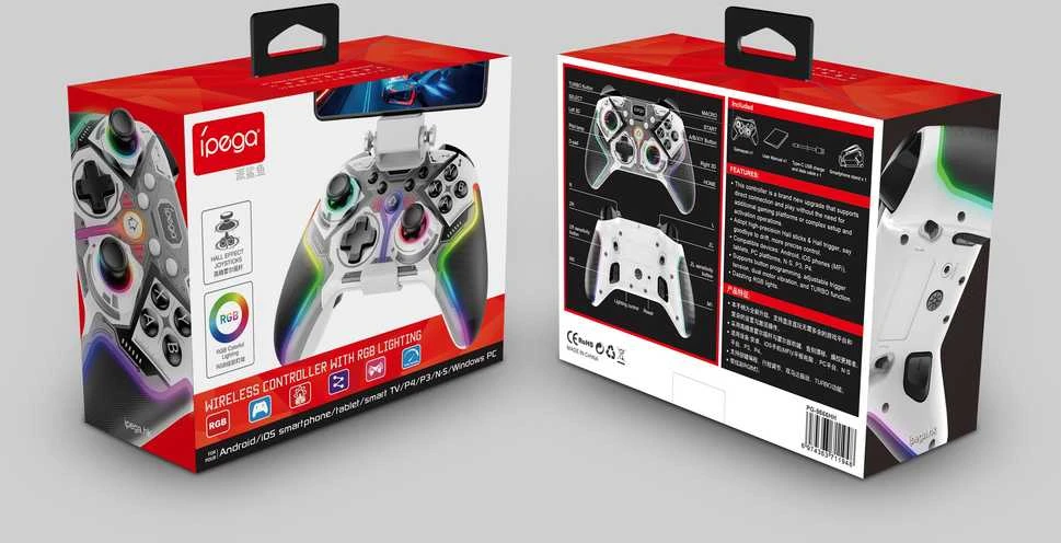 „iPega 9666HH“ „Bluetooth“ RGB žaidimų pultas, skirtas „Android“ / „iOS“ / „PS3“ / „PS4“ / „PC“ / „N-Switch“, pilkas