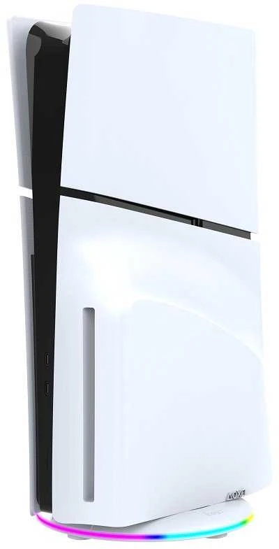 Dėklas „iPega P5S025S“ vertikalus stovas su RGB šviesa, skirtas „PS5 Slim“ / „PS5 Pro Baltas“