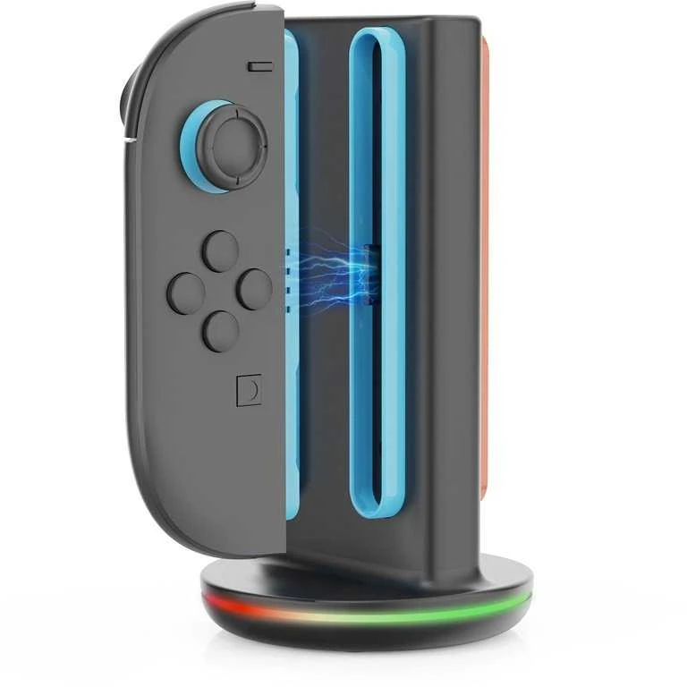 iPega SW2051 Charger Dock with RGB for JoyCon Controllers Nintendo Switch 2 juodos spalvos