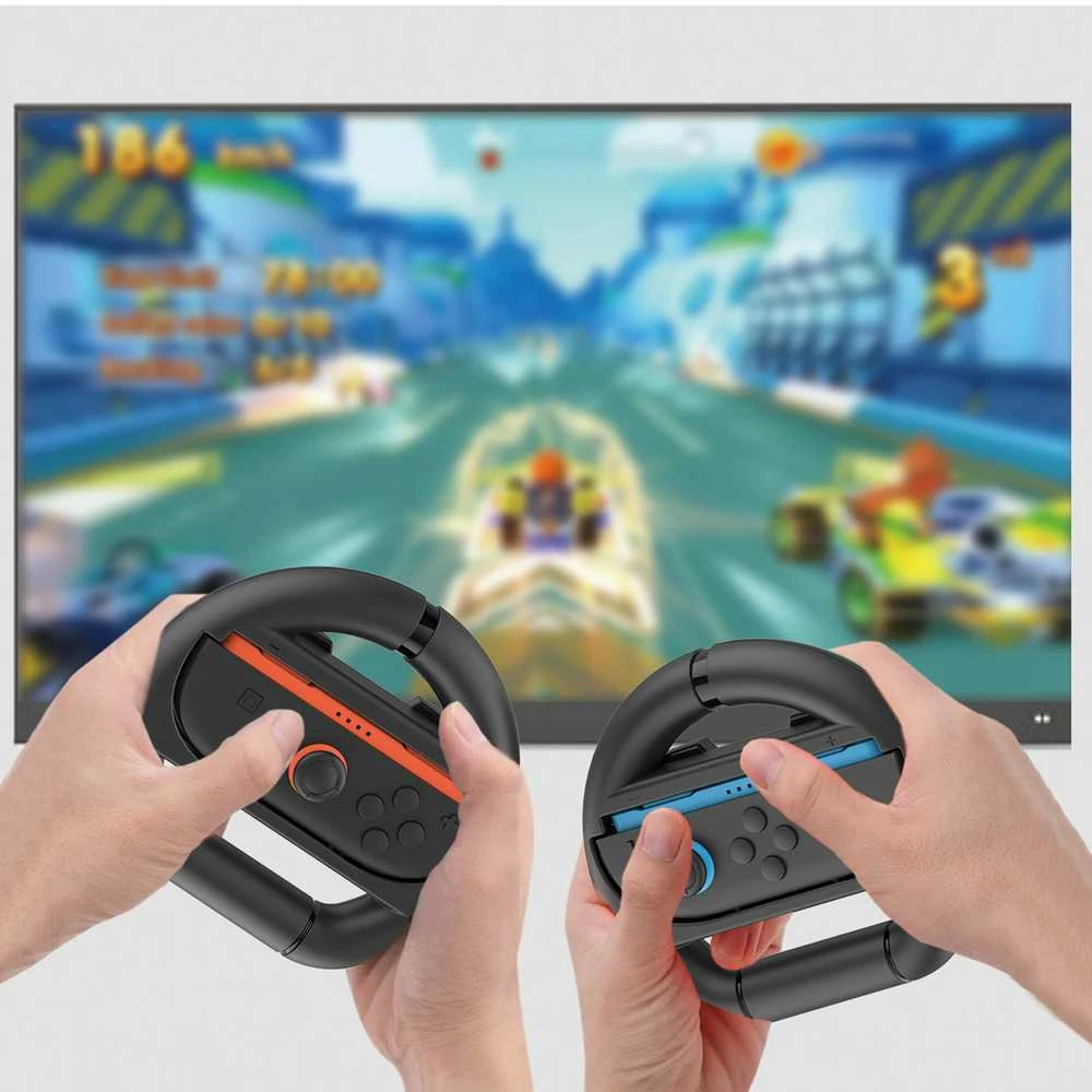 „iPega SW2054“ lenktyninis vairas, skirtas „JoyCon“ valdikliams, „Nintendo Switch 2“, juodas