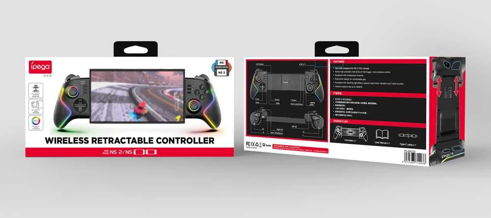 „iPega SW2123“ belaidis RGB žaidimų pultas, skirtas „Nintendo Switch“ / „Nintendo Switch 2“, juodas