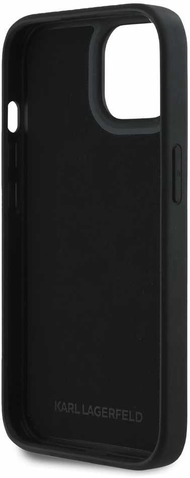 Karl Lagerfeld 3D Rubber Glitter Logo Apple iPhone 13 dėklas telefonui juodos spalvos