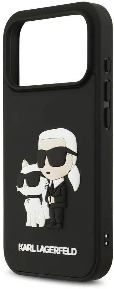 Karl Lagerfeld 3D Rubber Karl and Choupette dėklas skirtas Apple iPhone 17 Pro juodos spalvos