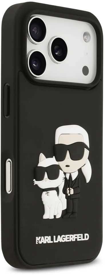 Karl Lagerfeld 3D Rubber Karl and Choupette dėklas skirtas Apple iPhone 17 Pro juodos spalvos