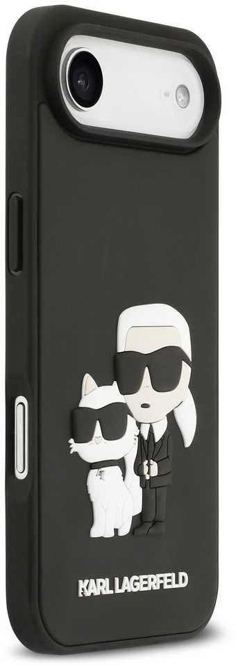 Karl Lagerfeld 3D Rubber Karl and Choupette dėklas skirtas iPhone Air juodos spalvos