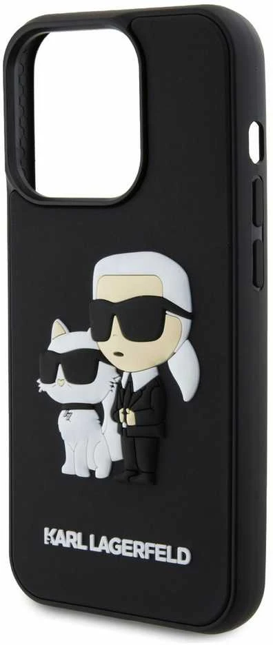Karl Lagerfeld 3D Rubber Karl and Choupette Apple iPhone 13 Pro dėklas telefonui juodos spalvos
