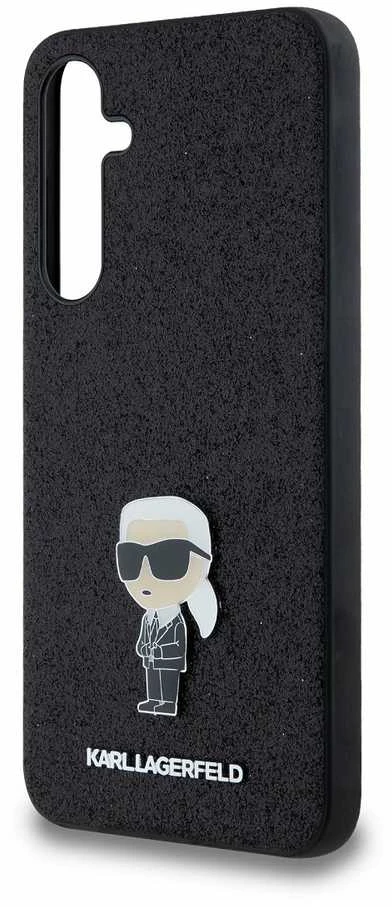 Karl Lagerfeld KLHCSA35GKNPSK A35 A356 juodos spalvos kietas dėklas Fixed Glitter Ikonik Logo Metal Pin