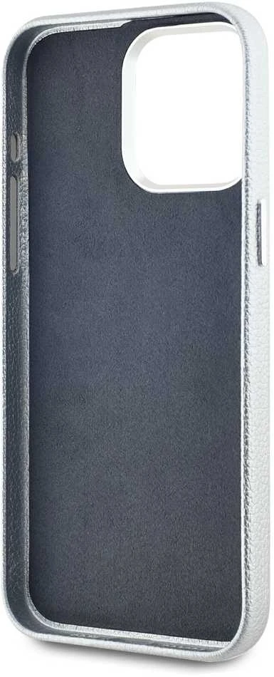 Karl Lagerfeld Grained PU Hotel RSG dėklas telefonui Apple iPhone 15 Pro Max pilkos spalvos