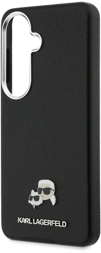 Karl Lagerfeld Grained PU Leather K&CH Heads Magnetic dėklas Samsung Galaxy S26+ juodos spalvos