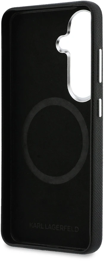 Karl Lagerfeld Grained PU Leather K&CH Heads Magnetic dėklas Samsung Galaxy S26+ juodos spalvos