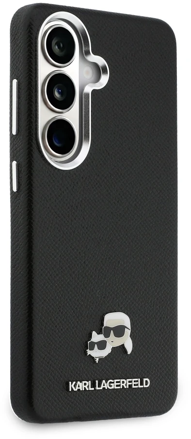 Karl Lagerfeld Grained PU Leather K&CH Heads Magnetic dėklas Samsung Galaxy S26+ juodos spalvos