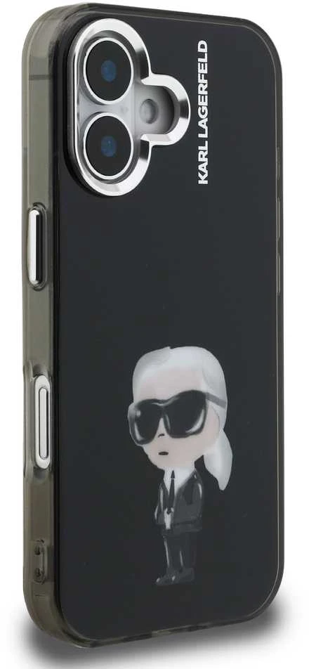 Karl Lagerfeld IML Aquarelle Karl dėklas Apple iPhone 16 juodos spalvos