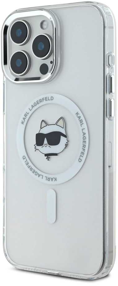 Karl Lagerfeld IML Metal Choupette Head MagSafe - dėklas skirtas Apple iPhone 16 Pro baltas