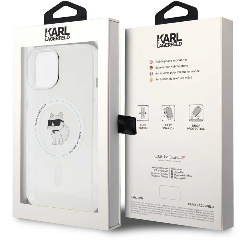 Karl Lagerfeld KLHMP15SHFCCNOT Apple iPhone 15/ 14 / 13 6.1″ skaidrus kietas dėklas IML Choupette MagSafe