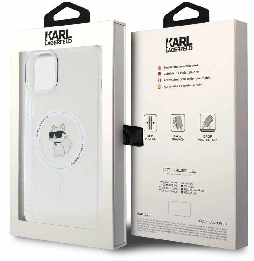 Dėklas Karl Lagerfeld KLHMP15MHFCCOT IPHONE 15 PLUS / 14 PLUS 6.7 "TRANSPARENT HARDCASE IML CHAPETTE MAGSAFE