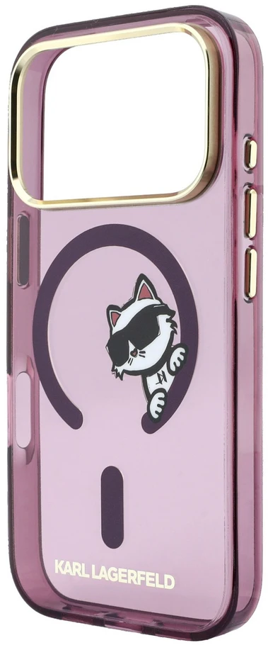 Karl Lagerfeld IML Choupette Peekaboo Magsafe dėklas, skirtas iPhone 18 Pro, bordo spalvos