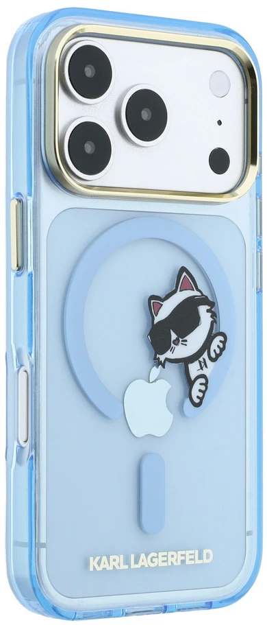 Karl Lagerfeld IML Choupette Peekaboo Magsafe dėklas, skirtas iPhone 18 Pro Max, mėlynas