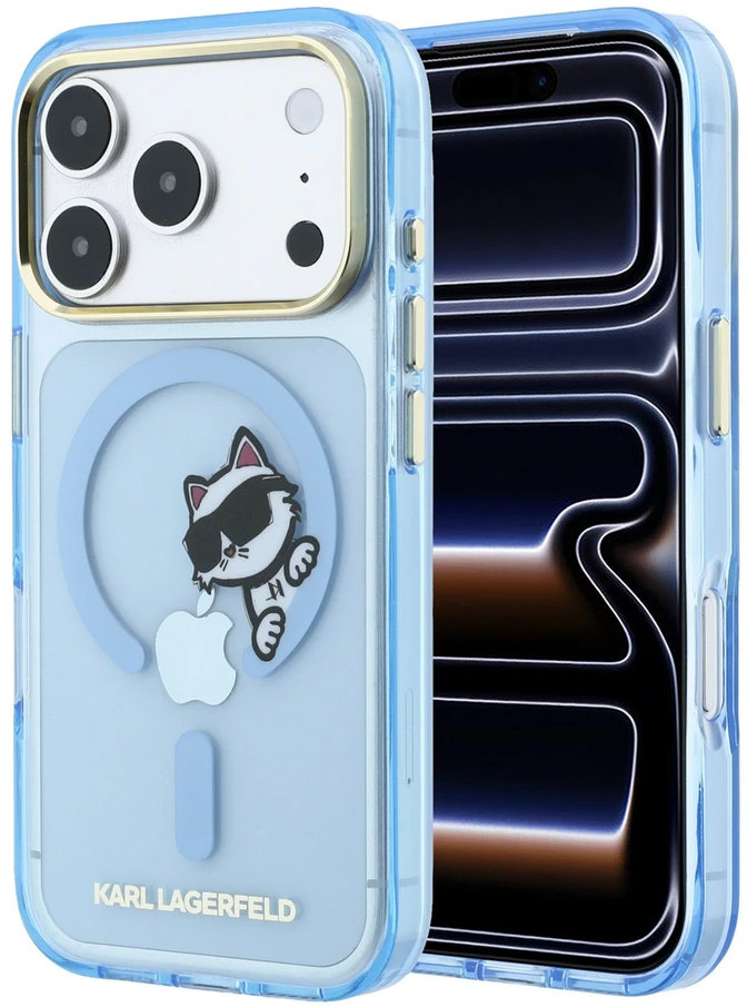 Dėklas Karl Lagerfeld Peekaboo Logo MagSafe case for iPhone 18 Pro / 17 Pro - light mėlynas
