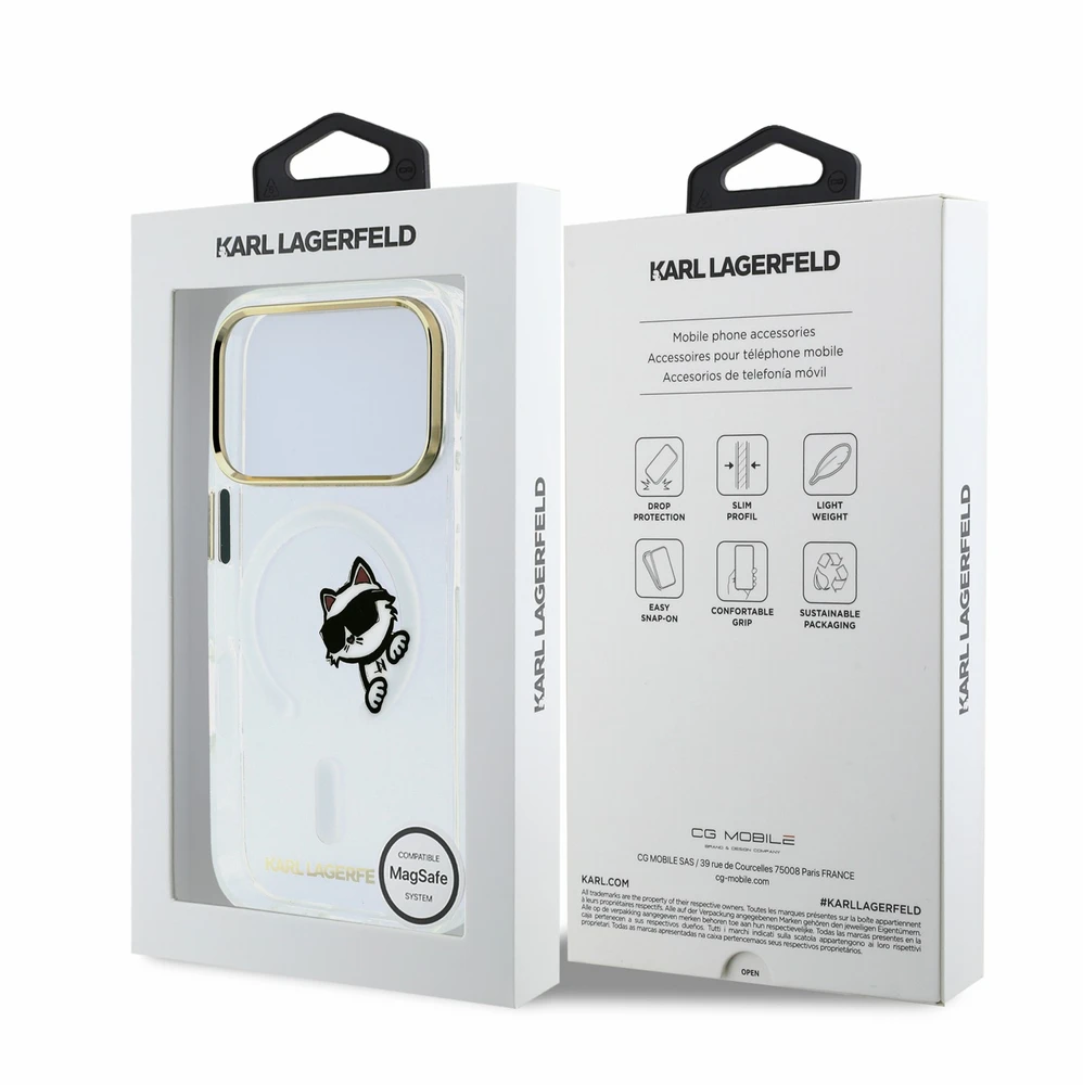 Dėklas Karl Lagerfeld IML Choupette Peekaboo Magsafe Case for iPhone 18 Pro Max Transparent