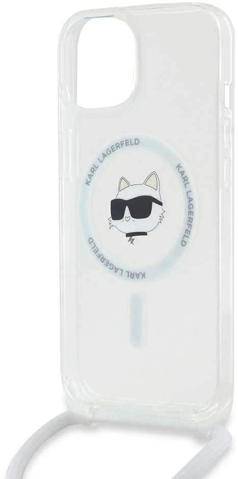 Karl Lagerfeld KLHMP15SHCCHNT Apple iPhone 15/ 14 / 13 6.1″ kietas dėklas skaidrus IML Choupette Head & Cord