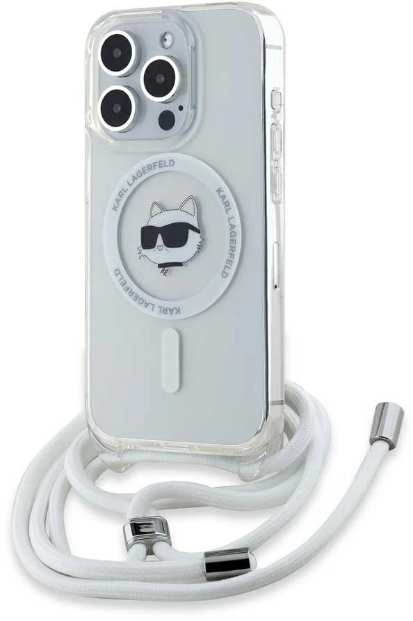 Karl Lagerfeld KLHMP15LHCCHNT Apple iPhone 15Pro 6.1″ kietas dėklas skaidrus IML Choupette Head & Cord Magsa