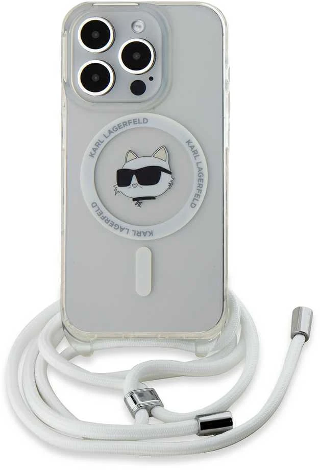 Karl Lagerfeld KLHMP15LHCCHNT Apple iPhone 15Pro 6.1″ kietas dėklas skaidrus IML Choupette Head & Cord Magsa