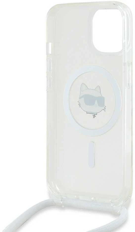 Karl Lagerfeld KLHMP15SHCCHNT Apple iPhone 15/ 14 / 13 6.1″ kietas dėklas skaidrus IML Choupette Head & Cord