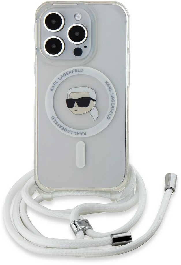 Karl Lagerfeld KLHMP15XHCKHNT Apple iPhone15 Pro Max 6.7″ kietas dėklas skaidrus Crossbody IML Karl Head Mag