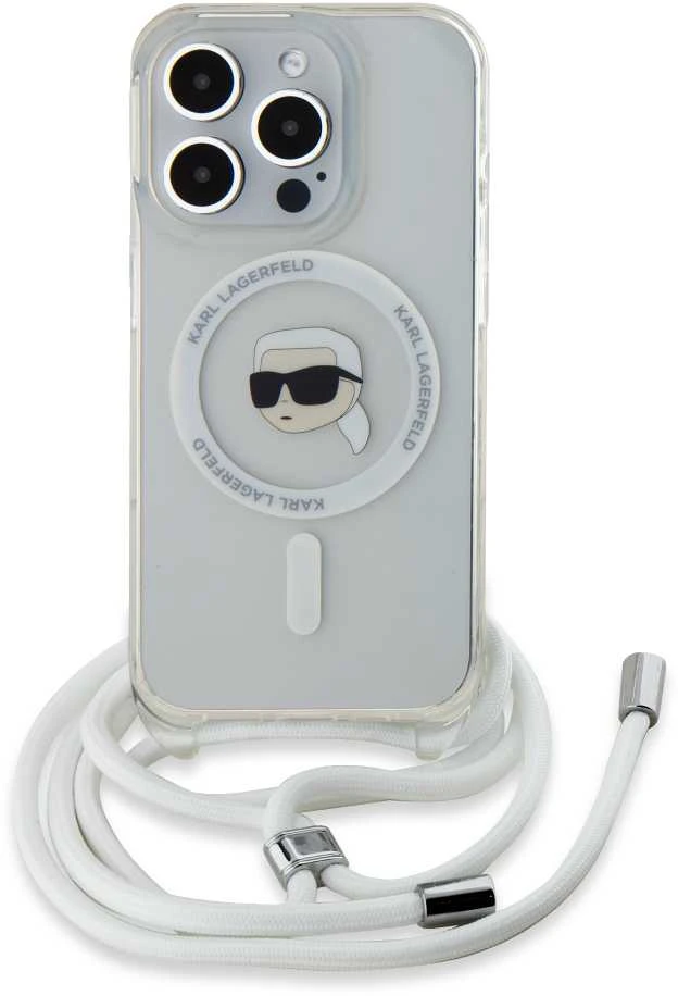 Karl Lagerfeld KLHMP15LHCKHNT Apple iPhone15 Pro 6.1″ kietas dėklas skaidrus Crossbody IML Karl Head Magsafe