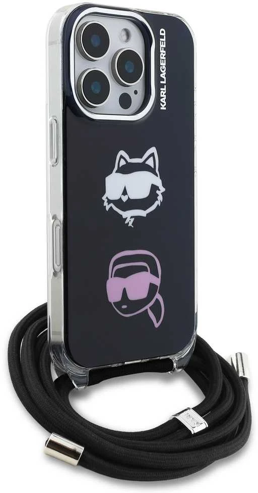Karl Lagerfeld IML Crossbody K&CH Heads dėklas skirtas Apple iPhone 16 Pro Juodas