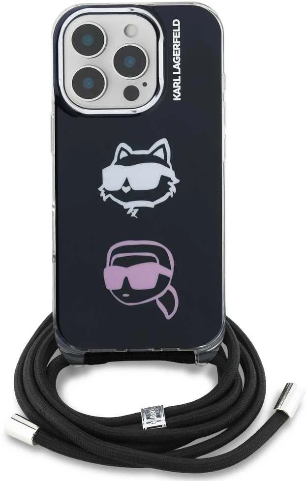 Karl Lagerfeld IML Crossbody K&CH Heads dėklas skirtas Apple iPhone 16 Pro Juodas