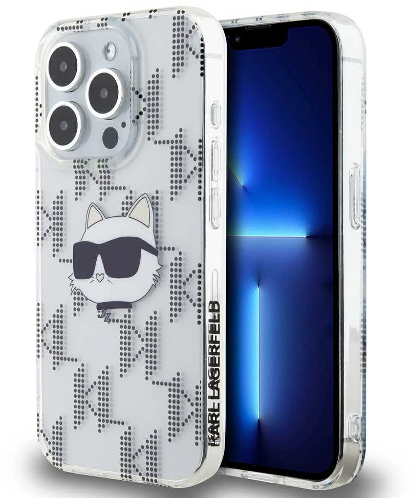 Karl Lagerfeld KLHCP15XHKLPCHT Apple iPhone15 Pro Max 6.7″ skaidrus kietas dėklas IML Choupette Head & Monog