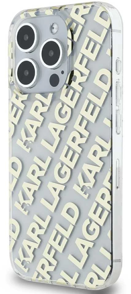 Karl Lagerfeld KLHCP15LHKFOEMD Apple iPhone 15 Pro 6.1″ auksinis kietas dėklas IML Fullover Logo