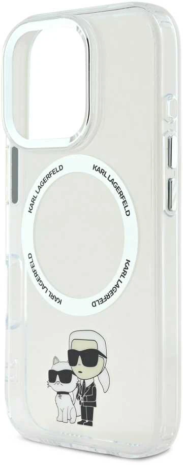 Karl Lagerfeld IML Karl and Choupette MagSafe dėklas skirtas iPhone 16 Pro skaidrus