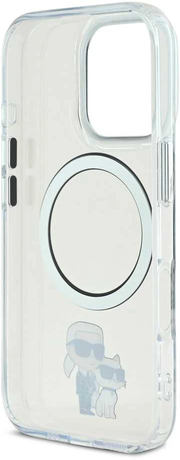 Karl Lagerfeld IML Karl and Choupette MagSafe dėklas skirtas iPhone 16 Pro skaidrus
