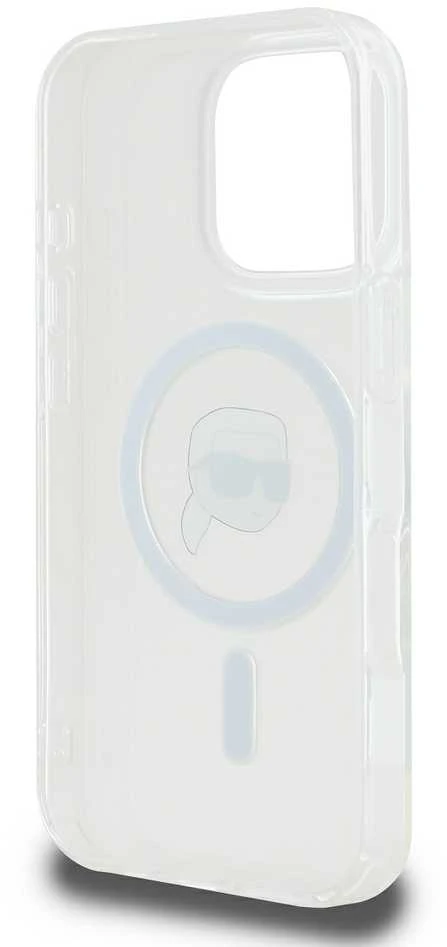 Karl Lagerfeld KLHMP16LHLSKIH Apple iPhone 16 Pro 6.3″ baltos spalvos kietas dėklas IML Metal Karl Head MagSafe