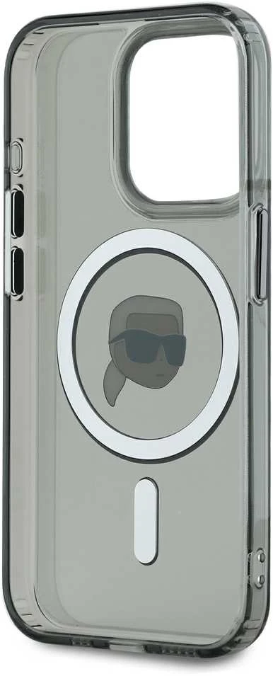 Karl Lagerfeld KLHMP15XHLSKIK Apple iPhone 15 Pro Max 6.7″ juodos spalvos kietas dėklas IML Metal Karl Head MagS