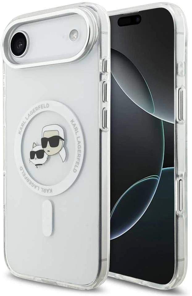 Karl Lagerfeld IML K&CH Heads Metal Frame MagSafe dėklas skirtas Apple iPhone Air skaidrus